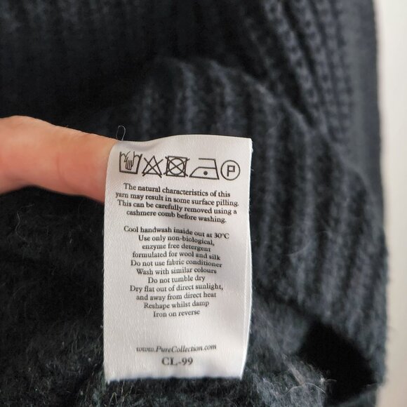 Pure Collection Wool Alpaca Blend Chunky Ribbed Knit V-Neck Sweater sz 4 - Picture 6 of 7